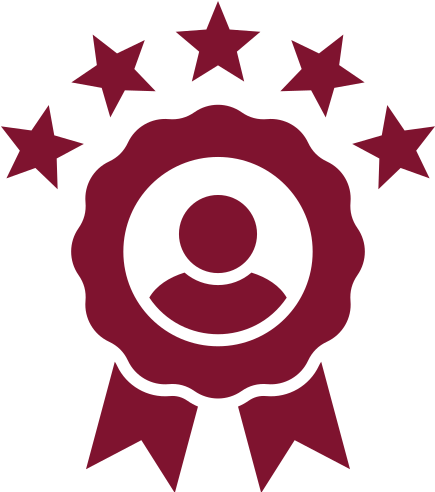 Award icon with stars and ribbon.