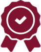 Award ribbon with a checkmark symbol.
