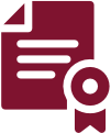 Certificate icon with ribbon on document.