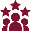 Three people with three stars above them.
