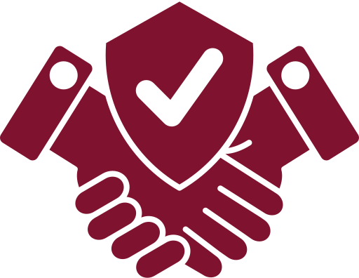 Handshake with a shield and checkmark.